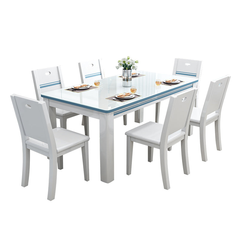 1/5/7 pezzi tavolo da pranzo e sedia set con legno massiccio e in bianco