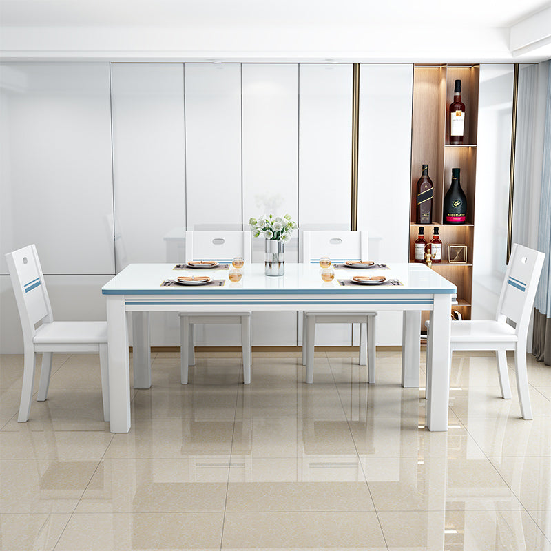 1/5/7 pezzi tavolo da pranzo e sedia set con legno massiccio e in bianco