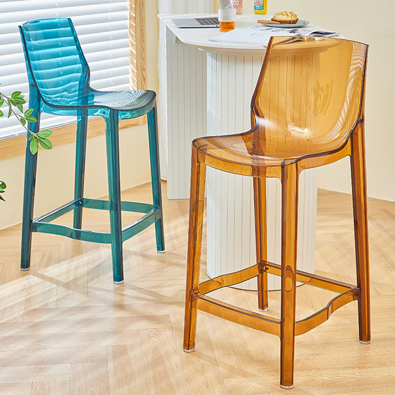 Contemporary Acrylic Backrest Counter High Stool with 4 Legs Clearhalo 'Bar Furniture' 'Bar Stools' 'bar_stools' 'furn' 'furn_bar_stools' 'Furniture' 'Kitchen & Dining Furniture' 7837946
