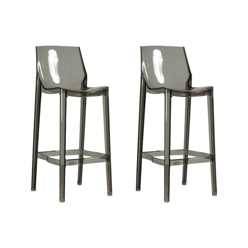 Contemporary Acrylic Backrest Counter High Stool with 4 Legs Grey 2 Piece Set Clearhalo 'Bar Furniture' 'Bar Stools' 'bar_stools' 'furn' 'furn_bar_stools' 'Furniture' 'Kitchen & Dining Furniture' 7837949