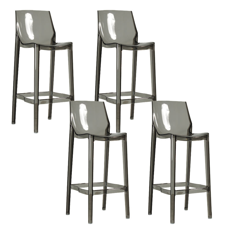 Contemporary Acrylic Backrest Counter High Stool with 4 Legs Grey 4 Piece Set Clearhalo 'Bar Furniture' 'Bar Stools' 'bar_stools' 'furn' 'furn_bar_stools' 'Furniture' 'Kitchen & Dining Furniture' 7837951