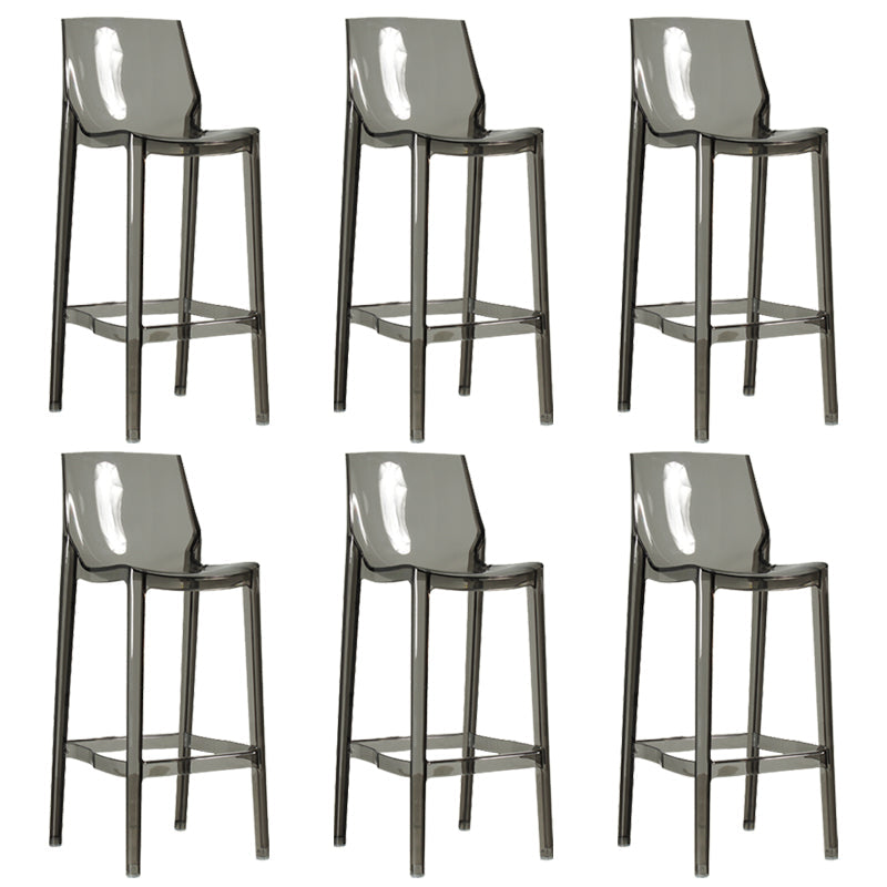 Contemporary Acrylic Backrest Counter High Stool with 4 Legs Grey 6 Piece Set Clearhalo 'Bar Furniture' 'Bar Stools' 'bar_stools' 'furn' 'furn_bar_stools' 'Furniture' 'Kitchen & Dining Furniture' 7837953