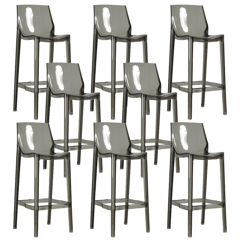 Contemporary Acrylic Backrest Counter High Stool with 4 Legs Grey 8 Piece Set Clearhalo 'Bar Furniture' 'Bar Stools' 'bar_stools' 'furn' 'furn_bar_stools' 'Furniture' 'Kitchen & Dining Furniture' 7837955