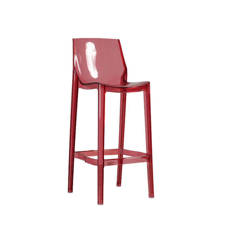 Contemporary Acrylic Backrest Counter High Stool with 4 Legs Red 1 Piece Clearhalo 'Bar Furniture' 'Bar Stools' 'bar_stools' 'furn' 'furn_bar_stools' 'Furniture' 'Kitchen & Dining Furniture' 7837956