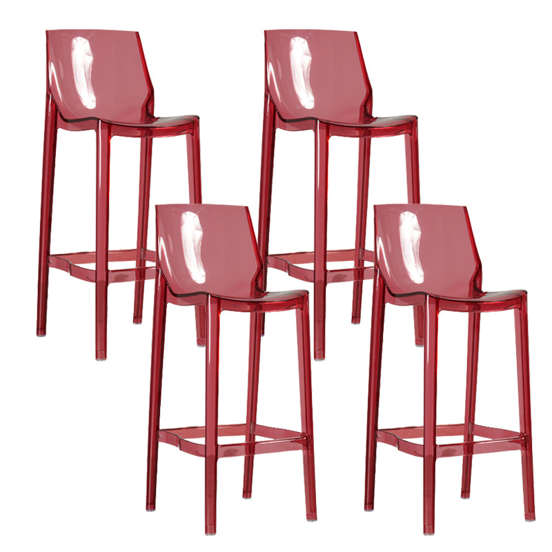 Contemporary Acrylic Backrest Counter High Stool with 4 Legs Red 4 Piece Set Clearhalo 'Bar Furniture' 'Bar Stools' 'bar_stools' 'furn' 'furn_bar_stools' 'Furniture' 'Kitchen & Dining Furniture' 7837960