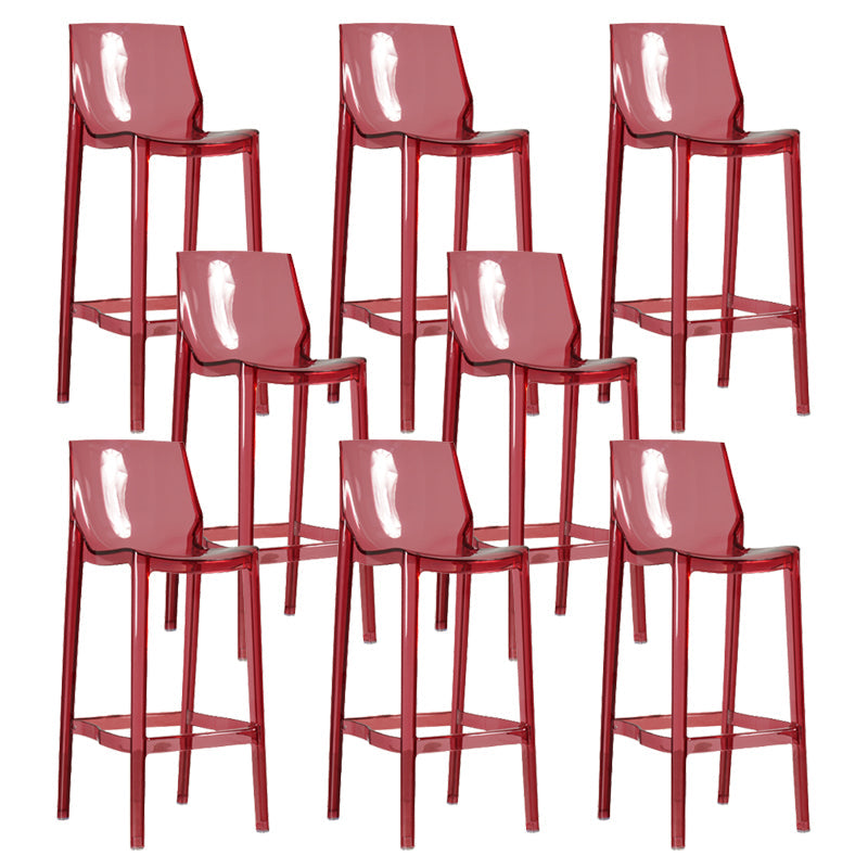 Contemporary Acrylic Backrest Counter High Stool with 4 Legs Red 8 Piece Set Clearhalo 'Bar Furniture' 'Bar Stools' 'bar_stools' 'furn' 'furn_bar_stools' 'Furniture' 'Kitchen & Dining Furniture' 7837963
