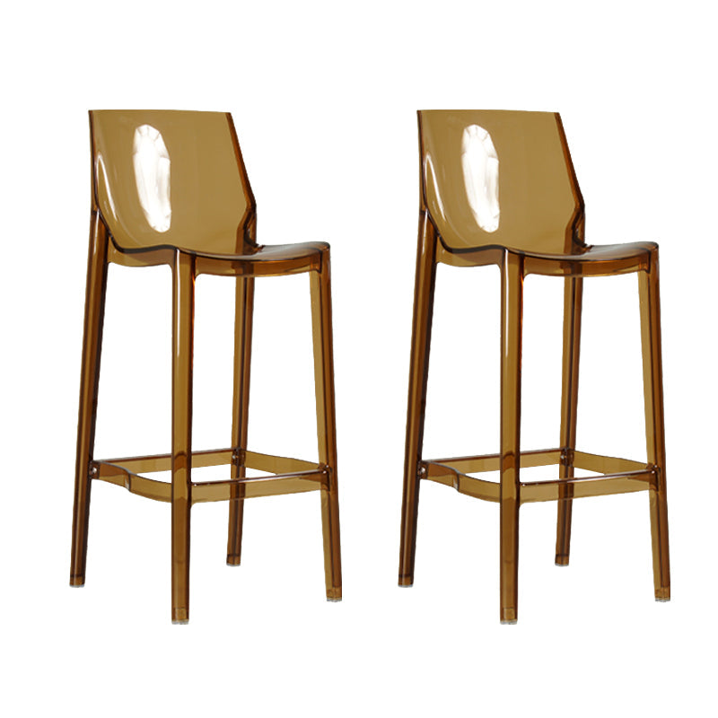 Contemporary Acrylic Backrest Counter High Stool with 4 Legs Brown 2 Piece Set Clearhalo 'Bar Furniture' 'Bar Stools' 'bar_stools' 'furn' 'furn_bar_stools' 'Furniture' 'Kitchen & Dining Furniture' 7837965
