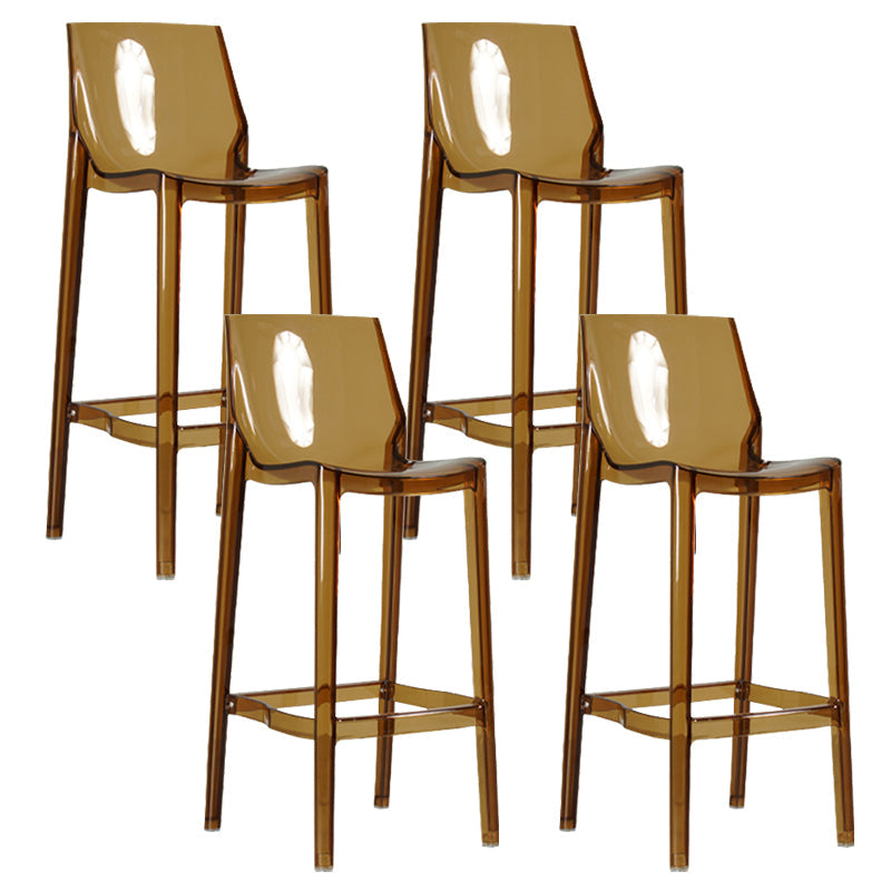 Contemporary Acrylic Backrest Counter High Stool with 4 Legs Brown 4 Piece Set Clearhalo 'Bar Furniture' 'Bar Stools' 'bar_stools' 'furn' 'furn_bar_stools' 'Furniture' 'Kitchen & Dining Furniture' 7837966