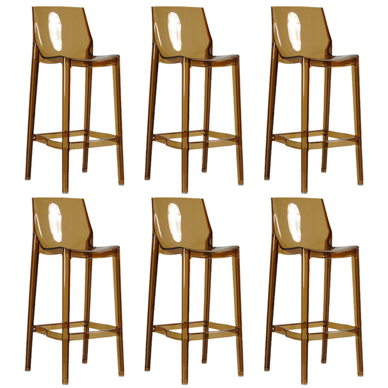 Contemporary Acrylic Backrest Counter High Stool with 4 Legs Brown 6 Piece Set Clearhalo 'Bar Furniture' 'Bar Stools' 'bar_stools' 'furn' 'furn_bar_stools' 'Furniture' 'Kitchen & Dining Furniture' 7837967
