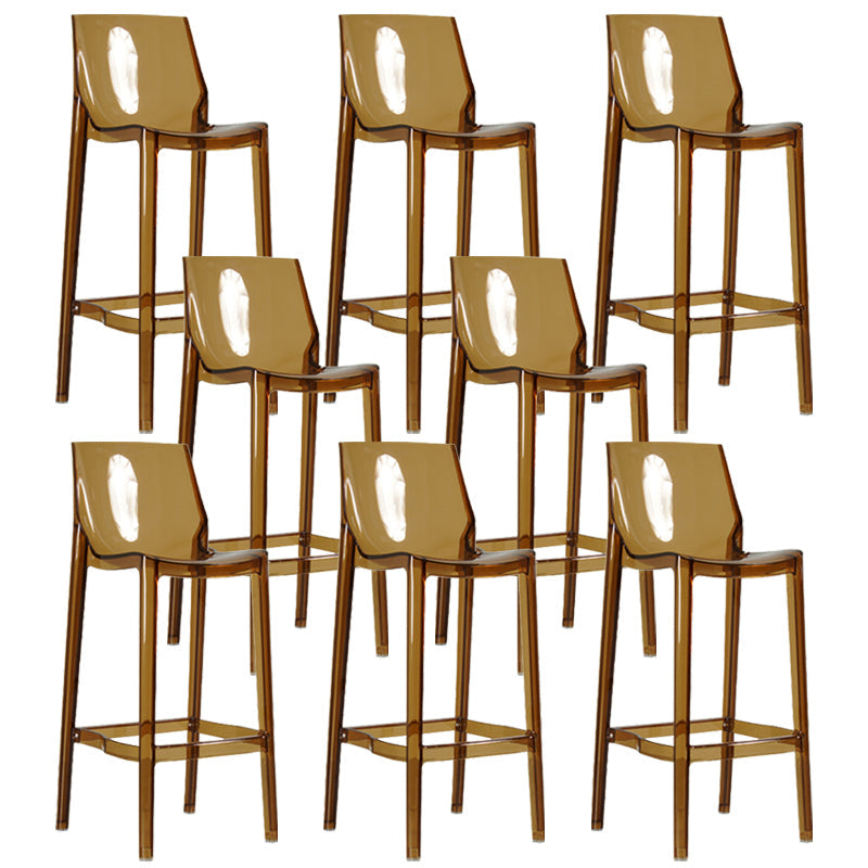 Contemporary Acrylic Backrest Counter High Stool with 4 Legs Brown 8 Piece Set Clearhalo 'Bar Furniture' 'Bar Stools' 'bar_stools' 'furn' 'furn_bar_stools' 'Furniture' 'Kitchen & Dining Furniture' 7837968
