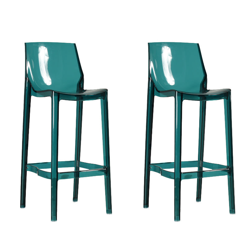 Contemporary Acrylic Backrest Counter High Stool with 4 Legs Green 2 Piece Set Clearhalo 'Bar Furniture' 'Bar Stools' 'bar_stools' 'furn' 'furn_bar_stools' 'Furniture' 'Kitchen & Dining Furniture' 7837970