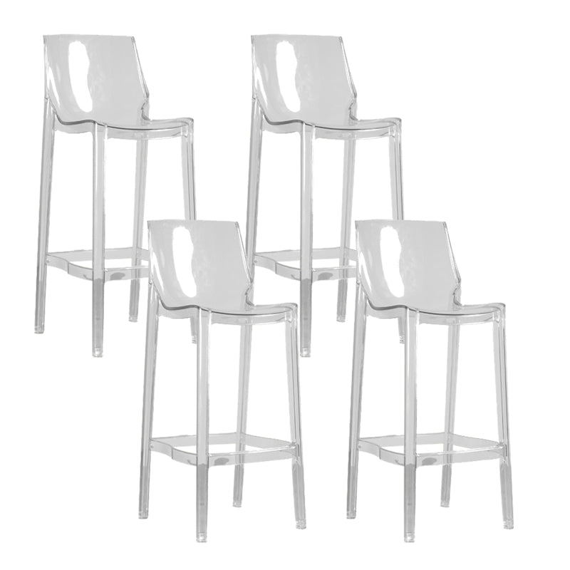 Contemporary Acrylic Backrest Counter High Stool with 4 Legs Clear 4 Piece Set Clearhalo 'Bar Furniture' 'Bar Stools' 'bar_stools' 'furn' 'furn_bar_stools' 'Furniture' 'Kitchen & Dining Furniture' 7837976