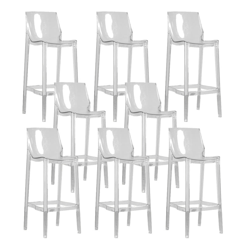 Contemporary Acrylic Backrest Counter High Stool with 4 Legs Clear 8 Piece Set Clearhalo 'Bar Furniture' 'Bar Stools' 'bar_stools' 'furn' 'furn_bar_stools' 'Furniture' 'Kitchen & Dining Furniture' 7837978
