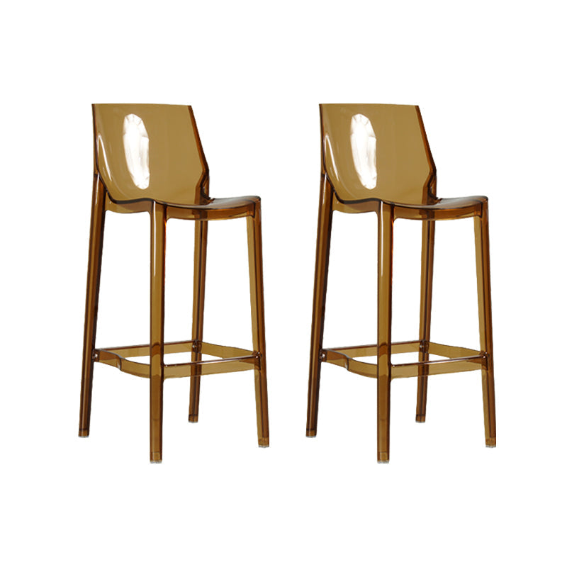 Contemporary Acrylic Backrest Counter High Stool with 4 Legs Smoke Gray 2 Piece Set Counter Stool(26"H) Clearhalo 'Bar Furniture' 'Bar Stools' 'bar_stools' 'furn' 'furn_bar_stools' 'Furniture' 'Kitchen & Dining Furniture' 7837980