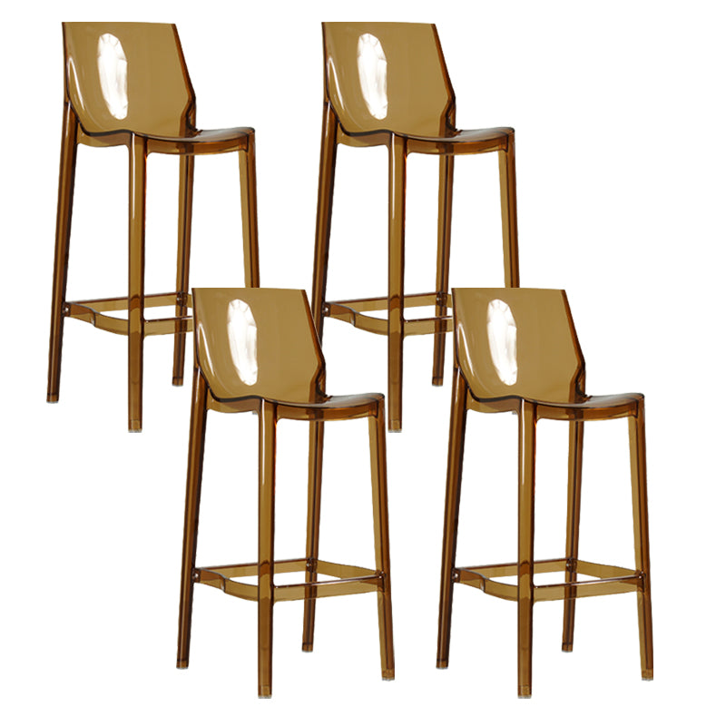 Contemporary Acrylic Backrest Counter High Stool with 4 Legs Smoke Gray 4 Piece Set Counter Stool(26"H) Clearhalo 'Bar Furniture' 'Bar Stools' 'bar_stools' 'furn' 'furn_bar_stools' 'Furniture' 'Kitchen & Dining Furniture' 7837981