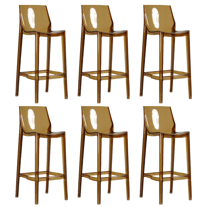 Contemporary Acrylic Backrest Counter High Stool with 4 Legs Smoke Gray 6 Piece Set Counter Stool(26"H) Clearhalo 'Bar Furniture' 'Bar Stools' 'bar_stools' 'furn' 'furn_bar_stools' 'Furniture' 'Kitchen & Dining Furniture' 7837982