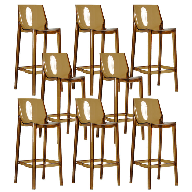 Contemporary Acrylic Backrest Counter High Stool with 4 Legs Smoke Gray 8 Piece Set Counter Stool(26"H) Clearhalo 'Bar Furniture' 'Bar Stools' 'bar_stools' 'furn' 'furn_bar_stools' 'Furniture' 'Kitchen & Dining Furniture' 7837983