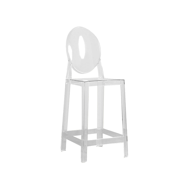 Contemporary Acrylic Backrest Counter High Stool with 4 Legs White-Clear 1 Piece Counter Stool(26"H) Clearhalo 'Bar Furniture' 'Bar Stools' 'bar_stools' 'furn' 'furn_bar_stools' 'Furniture' 'Kitchen & Dining Furniture' 7837984