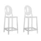 Contemporary Acrylic Backrest Counter High Stool with 4 Legs White-Clear 2 Piece Set Counter Stool(26"H) Clearhalo 'Bar Furniture' 'Bar Stools' 'bar_stools' 'furn' 'furn_bar_stools' 'Furniture' 'Kitchen & Dining Furniture' 7837985