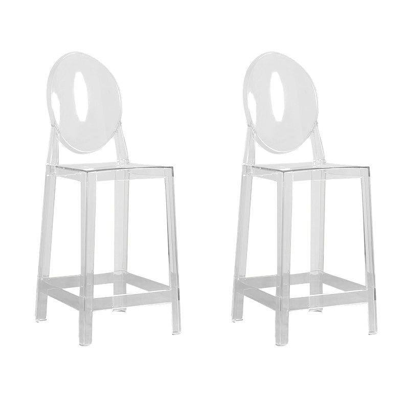 Contemporary Acrylic Backrest Counter High Stool with 4 Legs White-Clear 2 Piece Set Counter Stool(26"H) Clearhalo 'Bar Furniture' 'Bar Stools' 'bar_stools' 'furn' 'furn_bar_stools' 'Furniture' 'Kitchen & Dining Furniture' 7837985