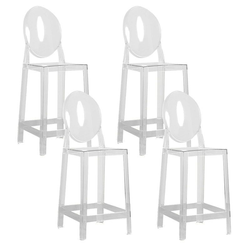 Contemporary Acrylic Backrest Counter High Stool with 4 Legs White-Clear 4 Piece Set Counter Stool(26"H) Clearhalo 'Bar Furniture' 'Bar Stools' 'bar_stools' 'furn' 'furn_bar_stools' 'Furniture' 'Kitchen & Dining Furniture' 7837986