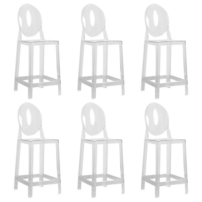 Contemporary Acrylic Backrest Counter High Stool with 4 Legs White-Clear 6 Piece Set Counter Stool(26"H) Clearhalo 'Bar Furniture' 'Bar Stools' 'bar_stools' 'furn' 'furn_bar_stools' 'Furniture' 'Kitchen & Dining Furniture' 7837987