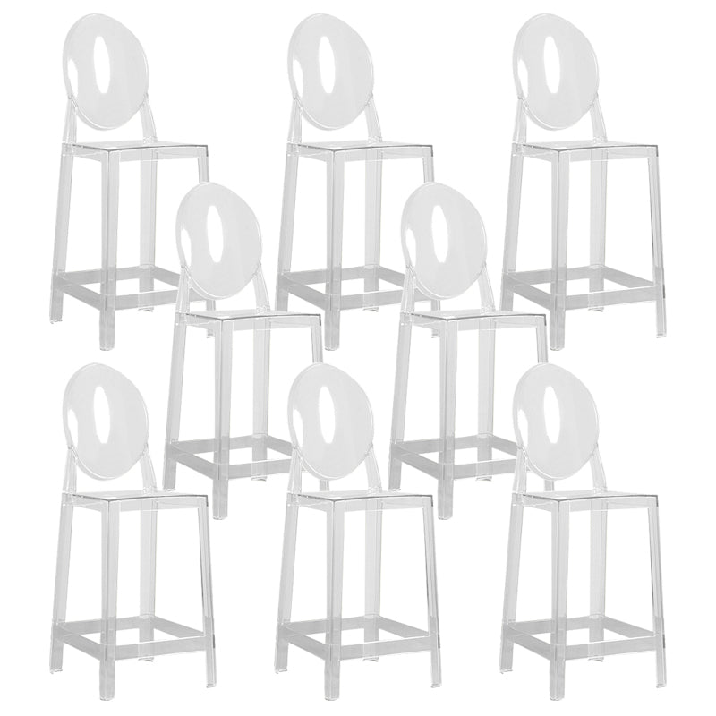 Contemporary Acrylic Backrest Counter High Stool with 4 Legs White-Clear 8 Piece Set Counter Stool(26"H) Clearhalo 'Bar Furniture' 'Bar Stools' 'bar_stools' 'furn' 'furn_bar_stools' 'Furniture' 'Kitchen & Dining Furniture' 7837988