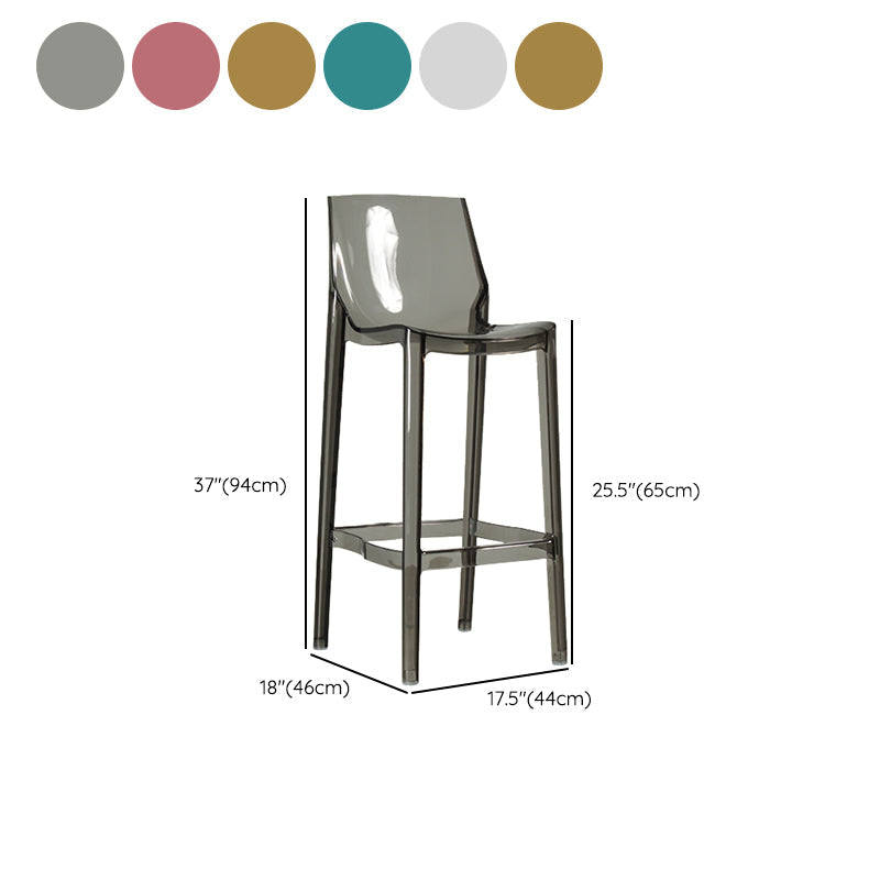 Contemporary Acrylic Backrest Counter High Stool with 4 Legs Clearhalo 'Bar Furniture' 'Bar Stools' 'bar_stools' 'furn' 'furn_bar_stools' 'Furniture' 'Kitchen & Dining Furniture' 7837989