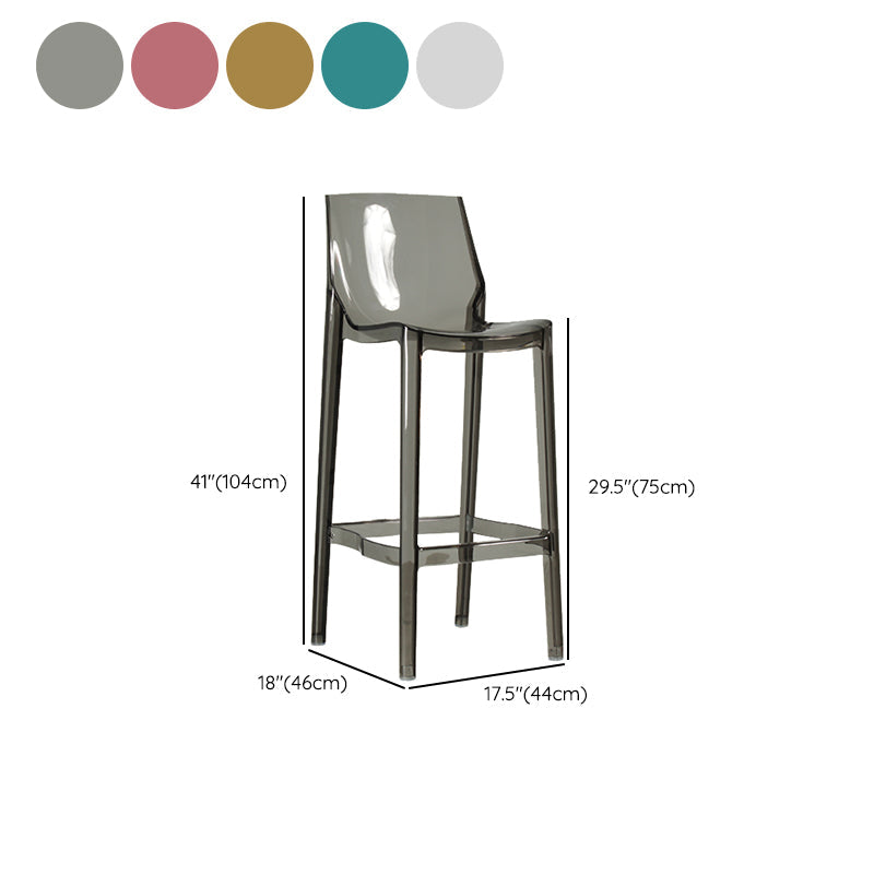 Contemporary Acrylic Backrest Counter High Stool with 4 Legs Clearhalo 'Bar Furniture' 'Bar Stools' 'bar_stools' 'furn' 'furn_bar_stools' 'Furniture' 'Kitchen & Dining Furniture' 7837990