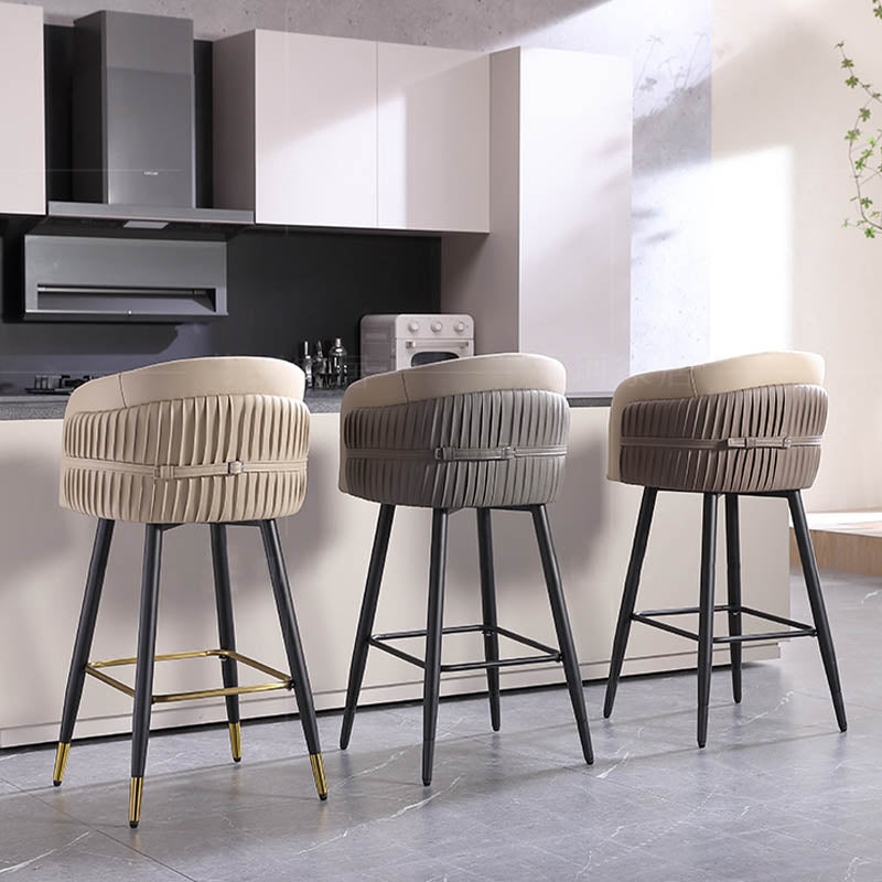 Contemporary Backrest Counter Stool with Leather Cushion and Metal Base Clearhalo 'Bar Furniture' 'Bar Stools' 'bar_stools' 'furn' 'furn_bar_stools' 'Furniture' 'Kitchen & Dining Furniture' 7838225