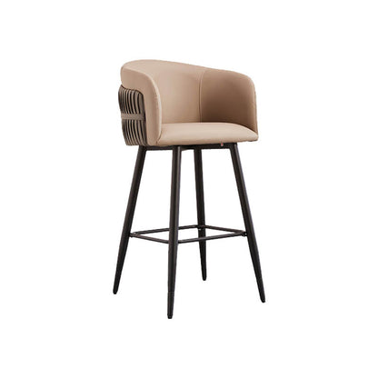 Contemporary Backrest Counter Stool with Leather Cushion and Metal Base Grey 1 Piece Clearhalo 'Bar Furniture' 'Bar Stools' 'bar_stools' 'furn' 'furn_bar_stools' 'Furniture' 'Kitchen & Dining Furniture' 7838226