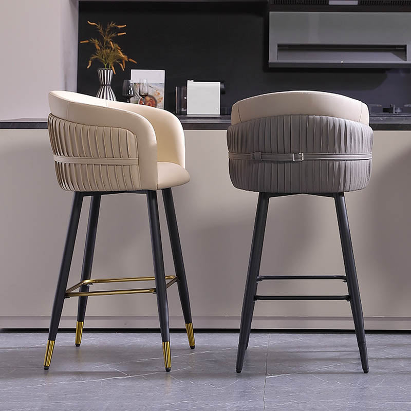 Contemporary Backrest Counter Stool with Leather Cushion and Metal Base Clearhalo 'Bar Furniture' 'Bar Stools' 'bar_stools' 'furn' 'furn_bar_stools' 'Furniture' 'Kitchen & Dining Furniture' 7838230