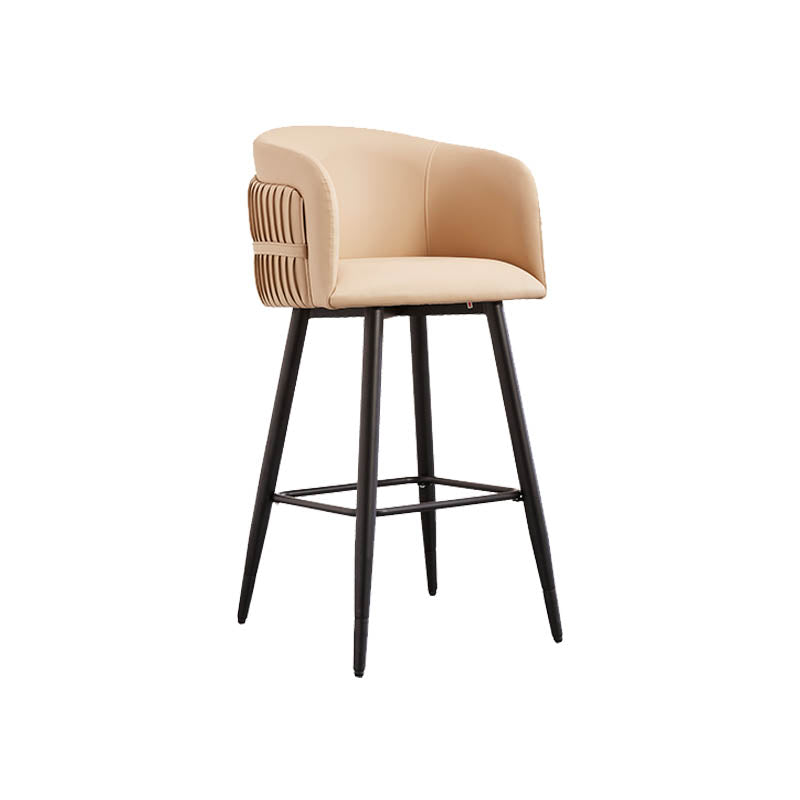 Contemporary Backrest Counter Stool with Leather Cushion and Metal Base Clearhalo 'Bar Furniture' 'Bar Stools' 'bar_stools' 'furn' 'furn_bar_stools' 'Furniture' 'Kitchen & Dining Furniture' 7838234