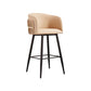 Contemporary Backrest Counter Stool with Leather Cushion and Metal Base Beige 1 Piece Clearhalo 'Bar Furniture' 'Bar Stools' 'bar_stools' 'furn' 'furn_bar_stools' 'Furniture' 'Kitchen & Dining Furniture' 7838235