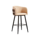Contemporary Backrest Counter Stool with Leather Cushion and Metal Base Khaki 1 Piece Clearhalo 'Bar Furniture' 'Bar Stools' 'bar_stools' 'furn' 'furn_bar_stools' 'Furniture' 'Kitchen & Dining Furniture' 7838245
