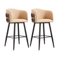 Contemporary Backrest Counter Stool with Leather Cushion and Metal Base Khaki 2 Piece Set Clearhalo 'Bar Furniture' 'Bar Stools' 'bar_stools' 'furn' 'furn_bar_stools' 'Furniture' 'Kitchen & Dining Furniture' 7838246
