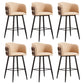 Contemporary Backrest Counter Stool with Leather Cushion and Metal Base Khaki 6 Piece Set Clearhalo 'Bar Furniture' 'Bar Stools' 'bar_stools' 'furn' 'furn_bar_stools' 'Furniture' 'Kitchen & Dining Furniture' 7838248
