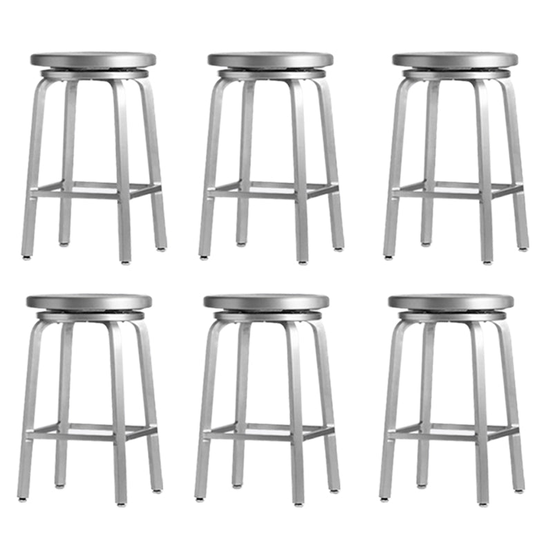 Contemporary Backless Metal Counter Stool with 4 Legs for Dining Room 6 Piece Set Counter Stool (24"H) Clearhalo 'Bar Furniture' 'Bar Stools' 'bar_stools' 'furn' 'furn_bar_stools' 'Furniture' 'Kitchen & Dining Furniture' 7838372