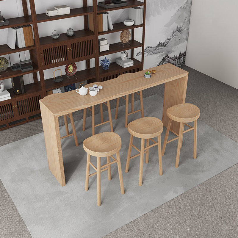 Natuurlijk dennenhoutbistro -tafel met dubbele voetstuk voor thuis