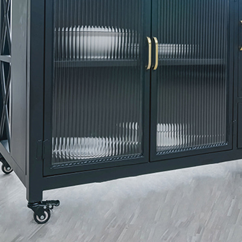Carrello rettangolare per l'isola della cucina contemporanea con base di metallo nero