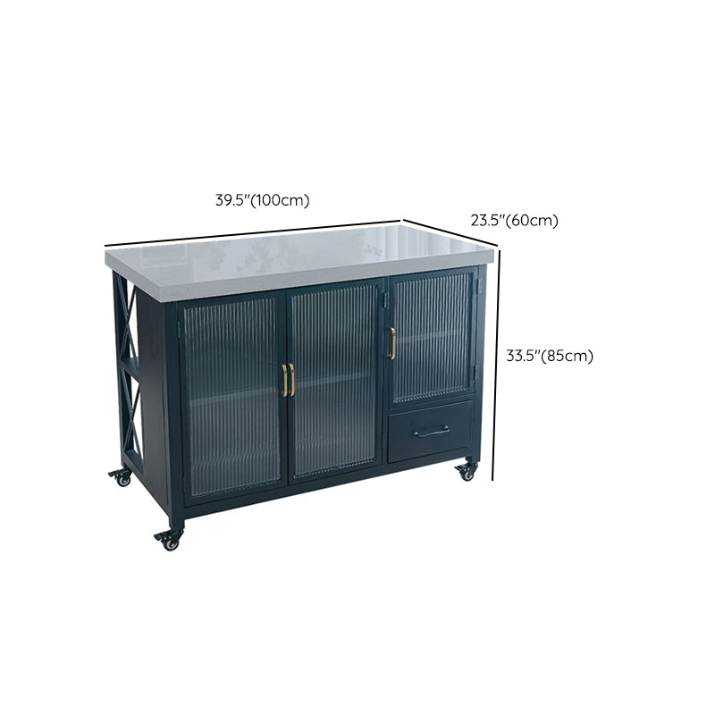 Carrello rettangolare per l'isola della cucina contemporanea con base di metallo nero