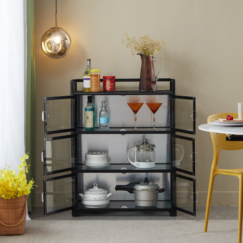 Puertas de vidrio de lado de metal de black metal contemporáneo para sala de estar para sala de estar