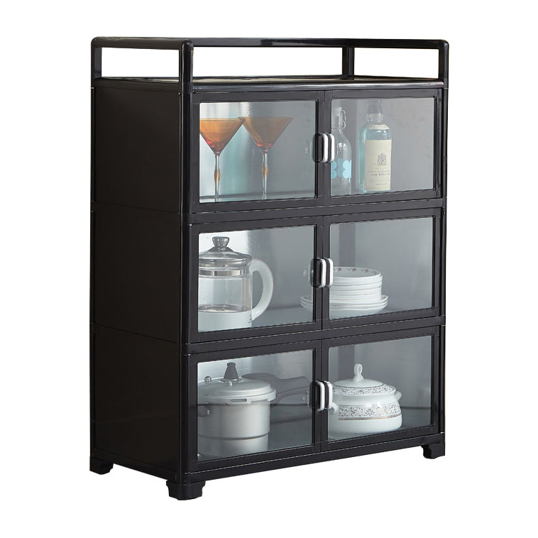 Puertas de vidrio de lado de metal de black metal contemporáneo para sala de estar para sala de estar