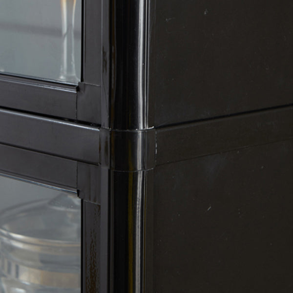 Puertas de vidrio de lado de metal de black metal contemporáneo para sala de estar para sala de estar