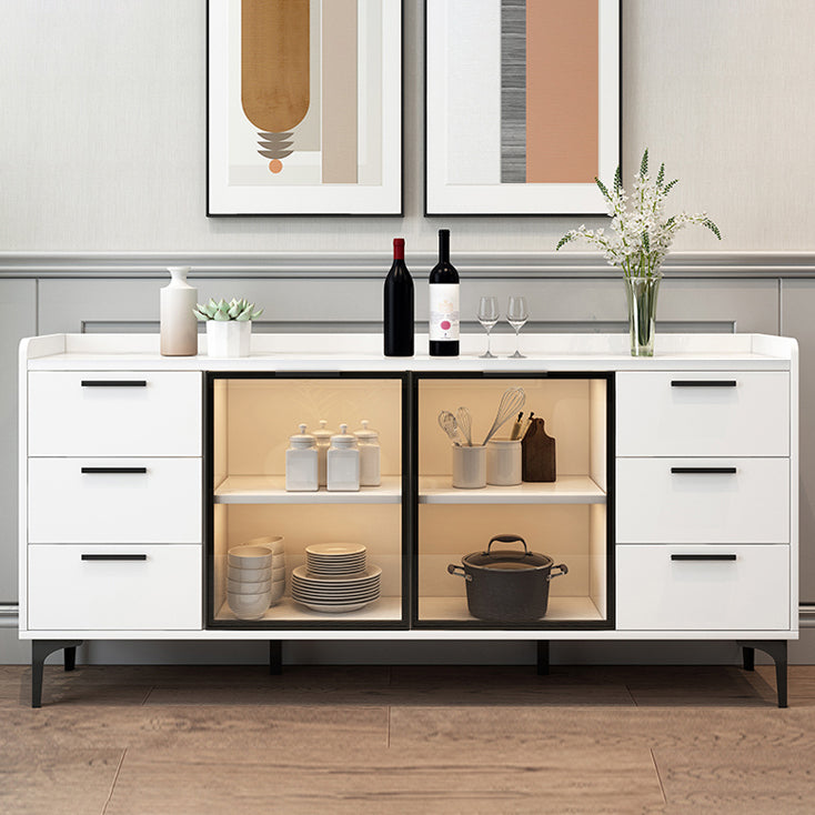 Modern Style Glass Doors Buffet Sideboard Engineered Wood Credenza Clearhalo 'buffet_sideboard' 'Buffets & Sideboards' 'furn' 'furn_buffet_sideboard' 'Furniture' 'Kitchen & Dining Furniture' 7838989