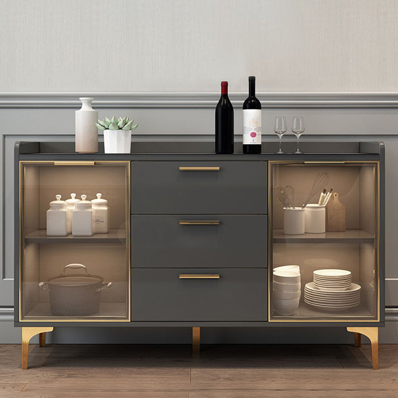 Modern Style Glass Doors Buffet Sideboard Engineered Wood Credenza Clearhalo 'buffet_sideboard' 'Buffets & Sideboards' 'furn' 'furn_buffet_sideboard' 'Furniture' 'Kitchen & Dining Furniture' 7838993
