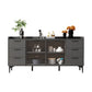 Modern Style Glass Doors Buffet Sideboard Engineered Wood Credenza Clearhalo 'buffet_sideboard' 'Buffets & Sideboards' 'furn' 'furn_buffet_sideboard' 'Furniture' 'Kitchen & Dining Furniture' 7838995