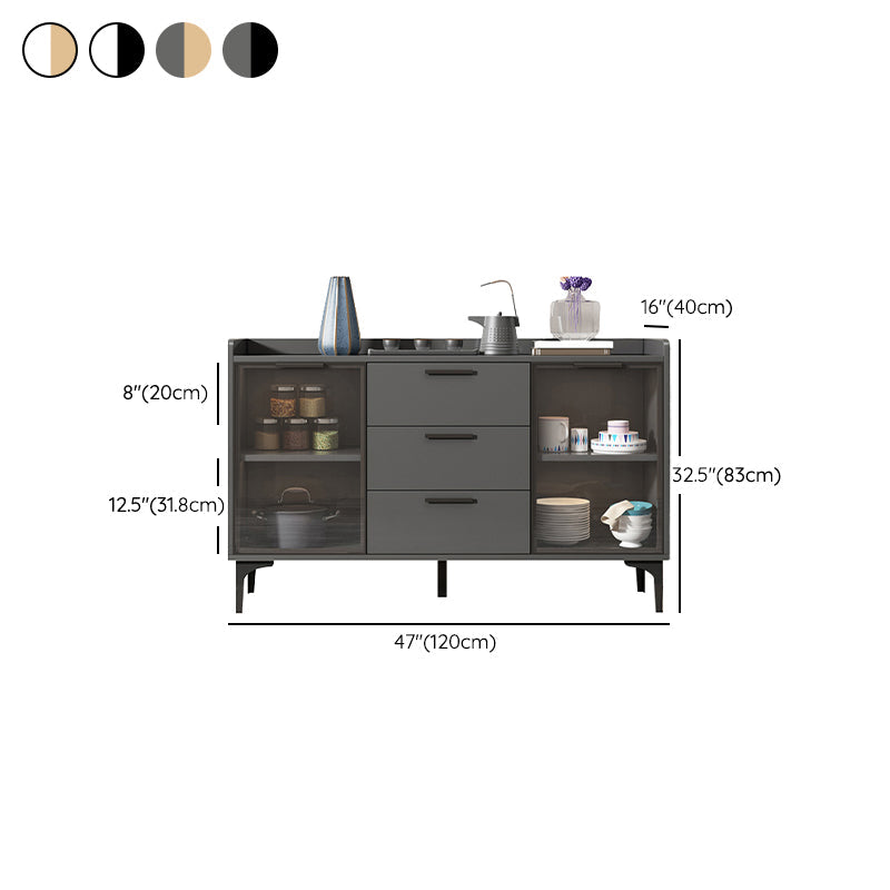 Modern Style Glass Doors Buffet Sideboard Engineered Wood Credenza Clearhalo 'buffet_sideboard' 'Buffets & Sideboards' 'furn' 'furn_buffet_sideboard' 'Furniture' 'Kitchen & Dining Furniture' 7839009