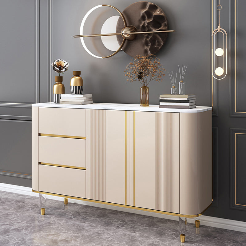 Glam Style Stone Buffet Stand Engineered Wood Buffet Sideboard with 3-Drawer Clearhalo 'buffet_sideboard' 'Buffets & Sideboards' 'furn' 'furn_buffet_sideboard' 'Furniture' 'Kitchen & Dining Furniture' 7839014