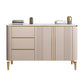 Glam Style Stone Buffet Stand Engineered Wood Buffet Sideboard with 3-Drawer Khaki Gold Clearhalo 'buffet_sideboard' 'Buffets & Sideboards' 'furn' 'furn_buffet_sideboard' 'Furniture' 'Kitchen & Dining Furniture' 7839015